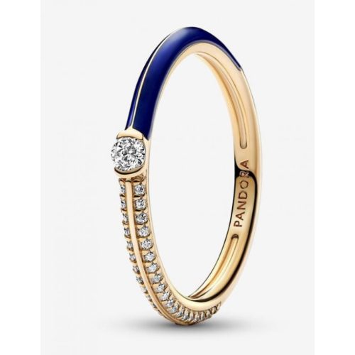 Pandora  - ME PAVÉ ÉS KÉK DUPLA GYÛRÛ - 162528C01-52