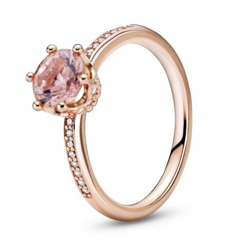 Pandora  - Ragyogó rózsaszín korona szoliter gyűrű