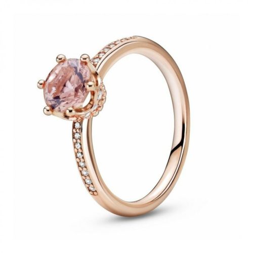Pandora  - Ragyogó rózsaszín korona szoliter gyűrű
