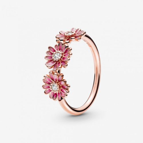 Pandora  - Rózsaszín százszorszép trió gyűrű