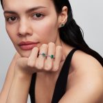 Pandora  - Négyszögletes szikrázó zöld glória gyűrű