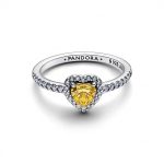 Pandora  - Szikrázó kiemelt szív gyűrű - 198421C06-56