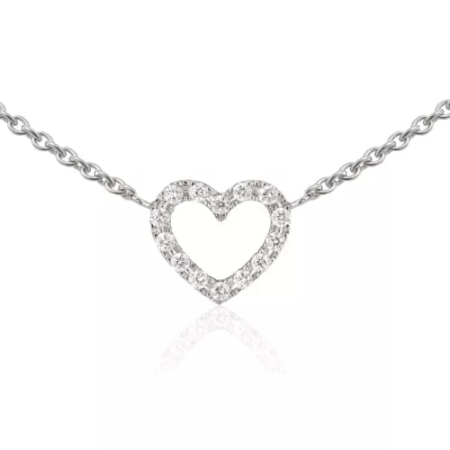 Moon Diamonds 20-00152-1255 - Fehérarany nyaklánc gyémánttal díszített szív medállal - 20-00152-1255