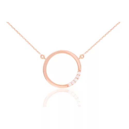 Moon Diamonds  - Gyémánttal díszített rozé arany nyaklánc 20-71050-1256