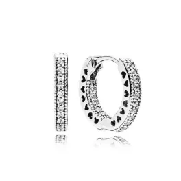 Pandora  - Pavé szívek karika-fülbevaló - 296317CZ