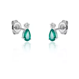   Moon Diamonds  - Smaragd és gyémántköves fehérarany fülbevaló 30-50002-1755F