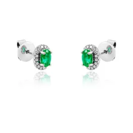   Moon Diamonds  - Smaragd és gyémántköves fehérarany fülbevaló 30-70515-1755F