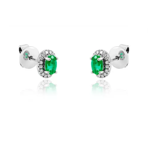 Moon Diamonds  - Smaragd és gyémántköves fehérarany fülbevaló 30-70515-1755F