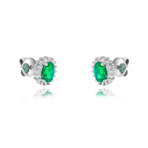 Moon Diamonds  - Smaragd és gyémántköves fehérarany fülbevaló 30-70784-1755F