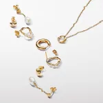 Pandora  - Organikus formájú pavé kör és kezelt édesvízi tenyésztett gyöngy collier nyaklánc - 363303C01-45