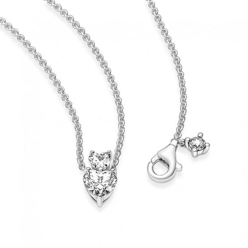 Pandora  - Pandora Dupla szív szikrázó collier ezüst nyaklánc