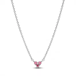 Pandora  - Tripla köves rózsaszín szív collier nyaklánc