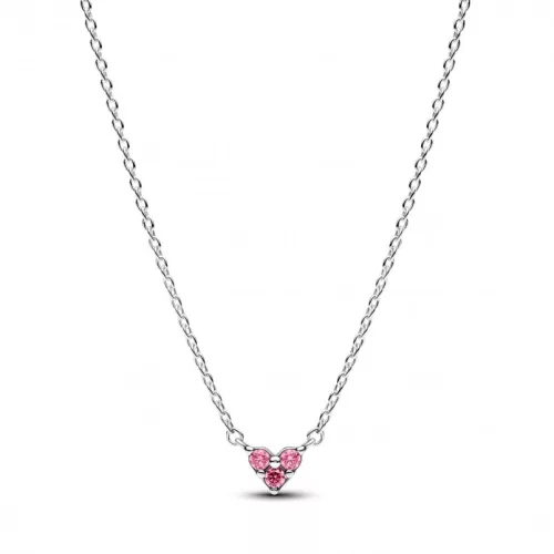 Pandora  - Tripla köves rózsaszín szív collier nyaklánc