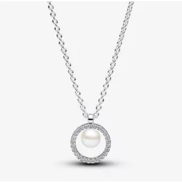 Pandora  - Kezelt édesvízi tenyésztett gyöngy és pavé collier nyaklánc - 393165C01-45