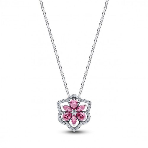 Pandora  - Herbárium szikrázó rózsaszín virág medálos nyaklánc