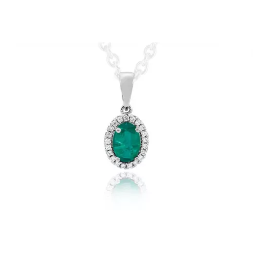 Moon Diamonds  - Smaragd és gyémántköves fehérarany medál 40-70515-1755F