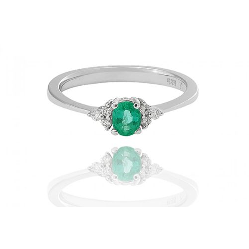 Moon Diamonds  - Smaragd köves fehér arany gyűrű 50-00000-1755F/50