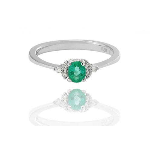 Moon Diamonds  - Smaragd köves fehér arany gyűrű 50-00000-1755F/52