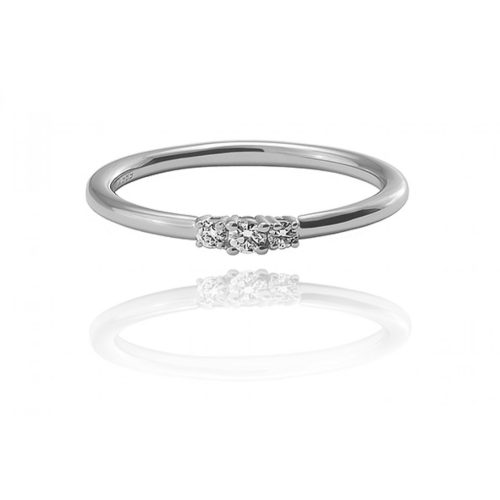 Moon Diamonds  - Három gyémántos fehér arany gyűrű 50-00975-1255F/50