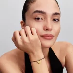 Pandora  -  Gravírozható szív fekete zsinóros sliding karkötő
