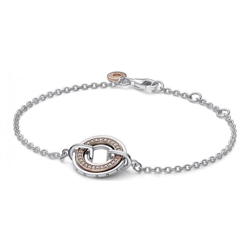 Pandora  - Signature Kéttónusú logó és pavé láncos karkötő - 582741C01-18