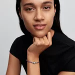 Pandora  - Lila zsinóros karkötő box lánccal
