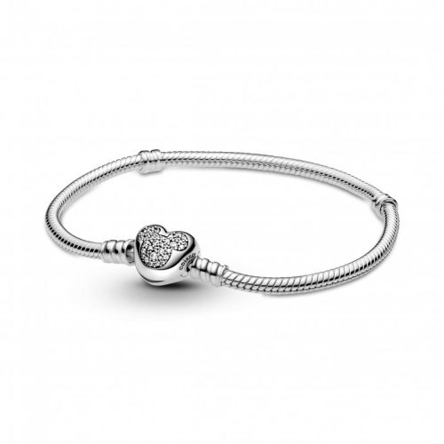 Pandora  - Disney Pandora Moments Mickey Egér szívkapcsos kígyólánc karkötő - 599299C01-20
