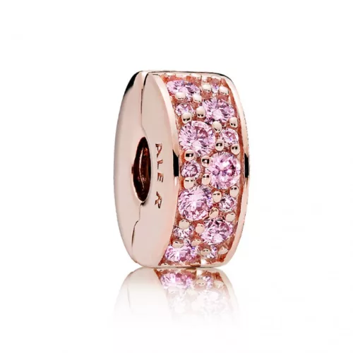 Pandora  - Rózsaszín pavé klip charm - 781817PCZ