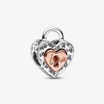 Pandora  - Kéttónusú lakat megosztható szív charm - 782505C00