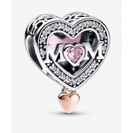 Pandora  - Kéttónusú áttört anya és szív charm - 782653C01