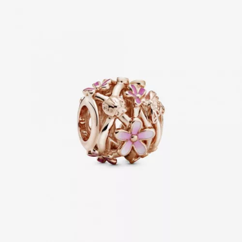 Pandora  - Áttört rózsaszín százszorszép charm - 788772C01