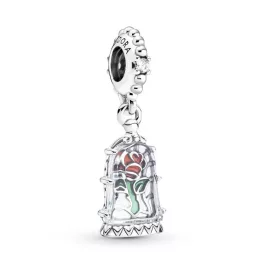   Pandora  - Disney Szépség és a szörnyeteg elvarázsolt rózsa függő ezüst charm