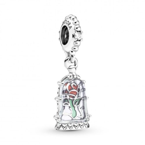 Pandora  - Disney Szépség és a szörnyeteg elvarázsolt rózsa függő ezüst charm