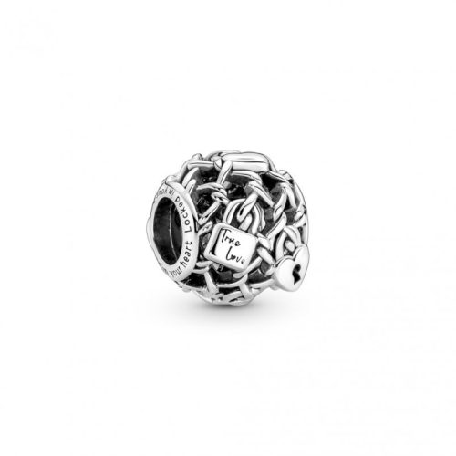 Pandora  - Áttört láncszemek lakattal ezüst charm