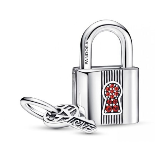 Pandora  - Lakat és kulcs ezüst charm piros kristállyal