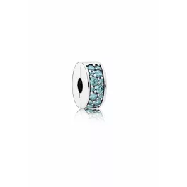 Pandora  - Zöldeskék pavé klip charm - 791817MCZ