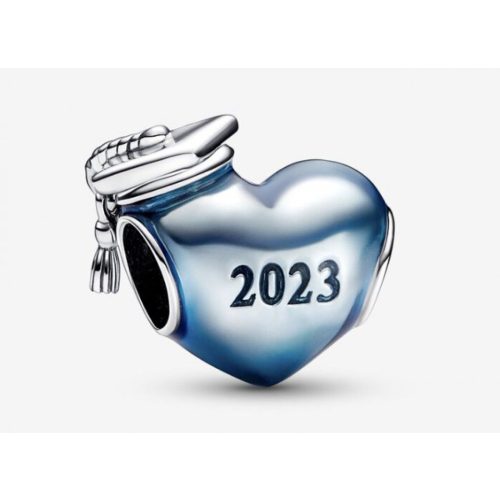 Pandora  - Kék 2023 ballagási szív charm