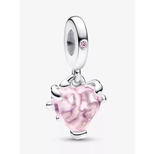 Pandora  - Rózsaszín családfa és szív alakú függő charm - 792654C01
