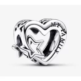 Pandora  - Áttört családi szív és csillag charm - 792829C00