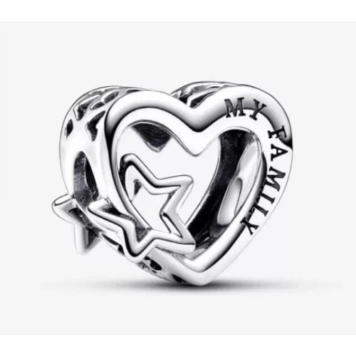 Pandora  - Áttört családi szív és csillag charm - 792829C00