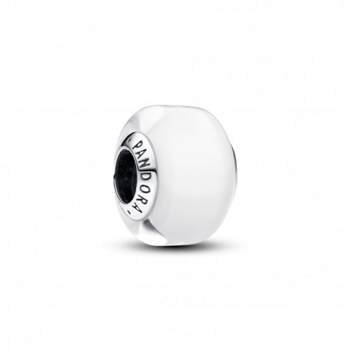 Pandora  - Fehér mini muranói üveg charm