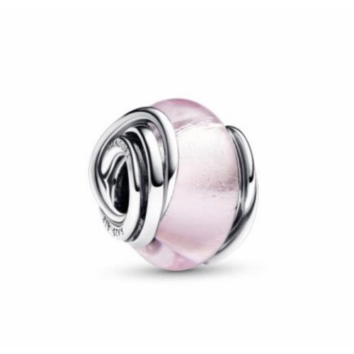 Pandora  - Körülölelt rózsaszín muranói üveg charm
