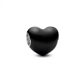 Pandora  - Metál hatású fekete szív charm - 793337C04