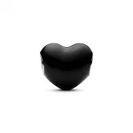 Pandora  - Metál hatású fekete szív charm - 793337C04