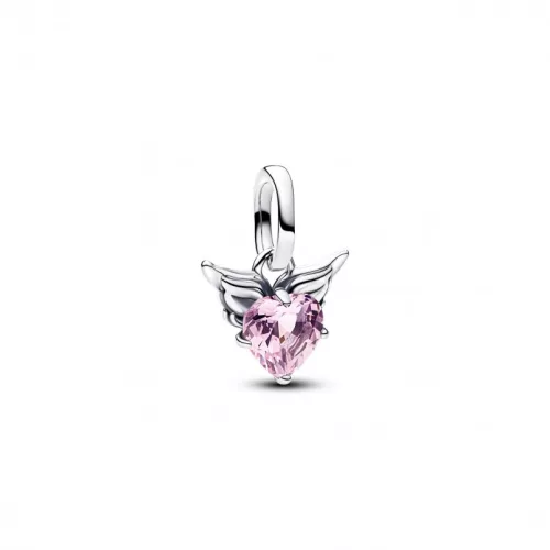Pandora  - Szárnyas szív mini függő charm