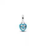 Pandora  - Türkizszínű szív mini függő charm - 793827C01