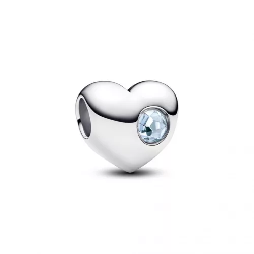 Pandora  - Tengerkék köves gravírozható szív charm - 794161C03