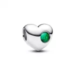 Pandora  - Zöld köves gravírozható szív charm - 794161C05