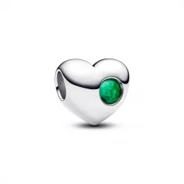 Pandora  - Zöld köves gravírozható szív charm - 794161C05