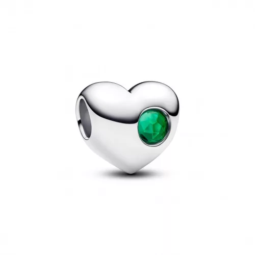 Pandora  - Zöld köves gravírozható szív charm - 794161C05